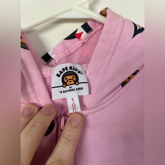 BAPE A Bathing Ape Kids Pink Hoodie 100 - Picture 3 of 12